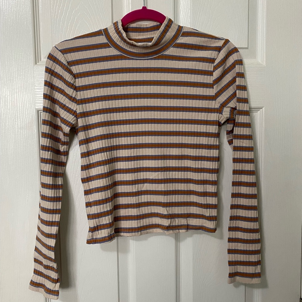 Striped Mock Neck Sweater